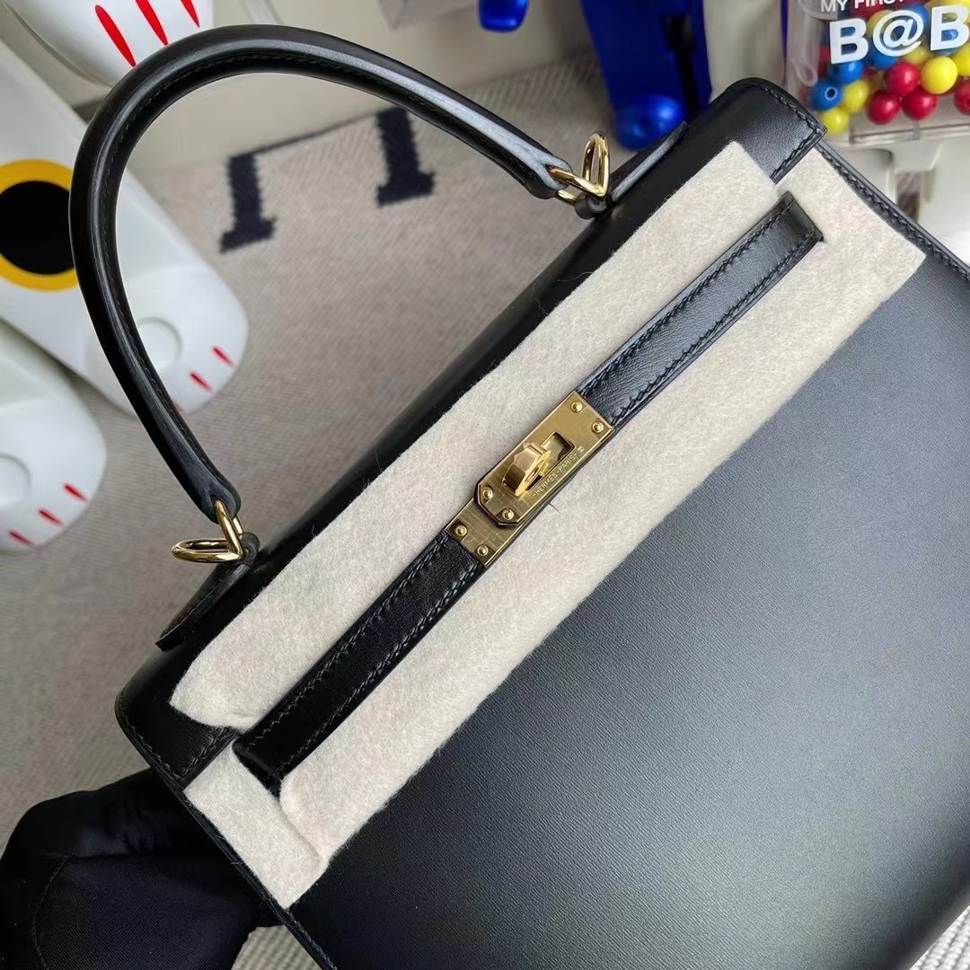 愛馬仕凱莉包25寸官方價格 Hermes Kelly 25cm BOX 89 Black 黑色 金扣