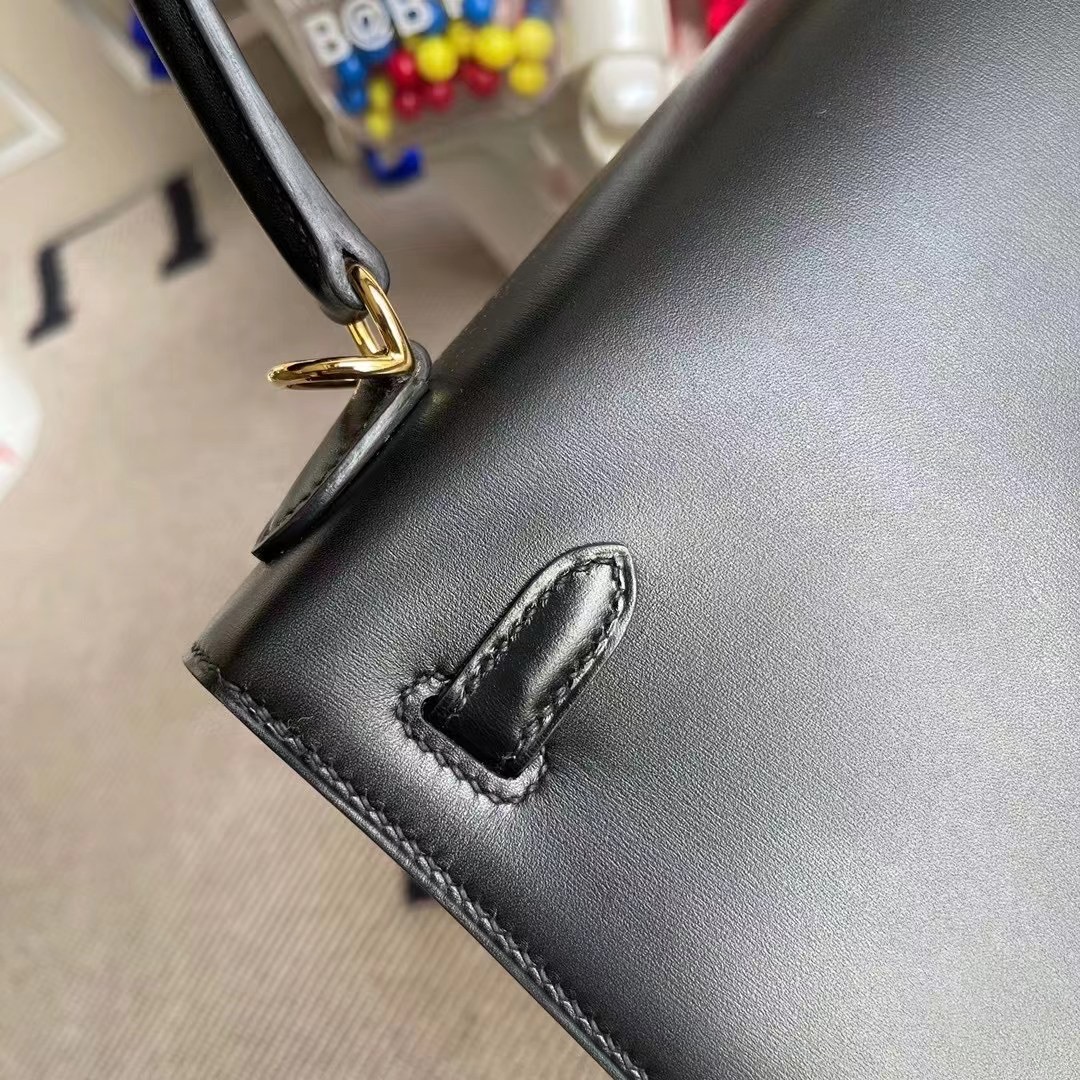 愛馬仕凱莉包25寸官方價格 Hermes Kelly 25cm BOX 89 Black 黑色 金扣