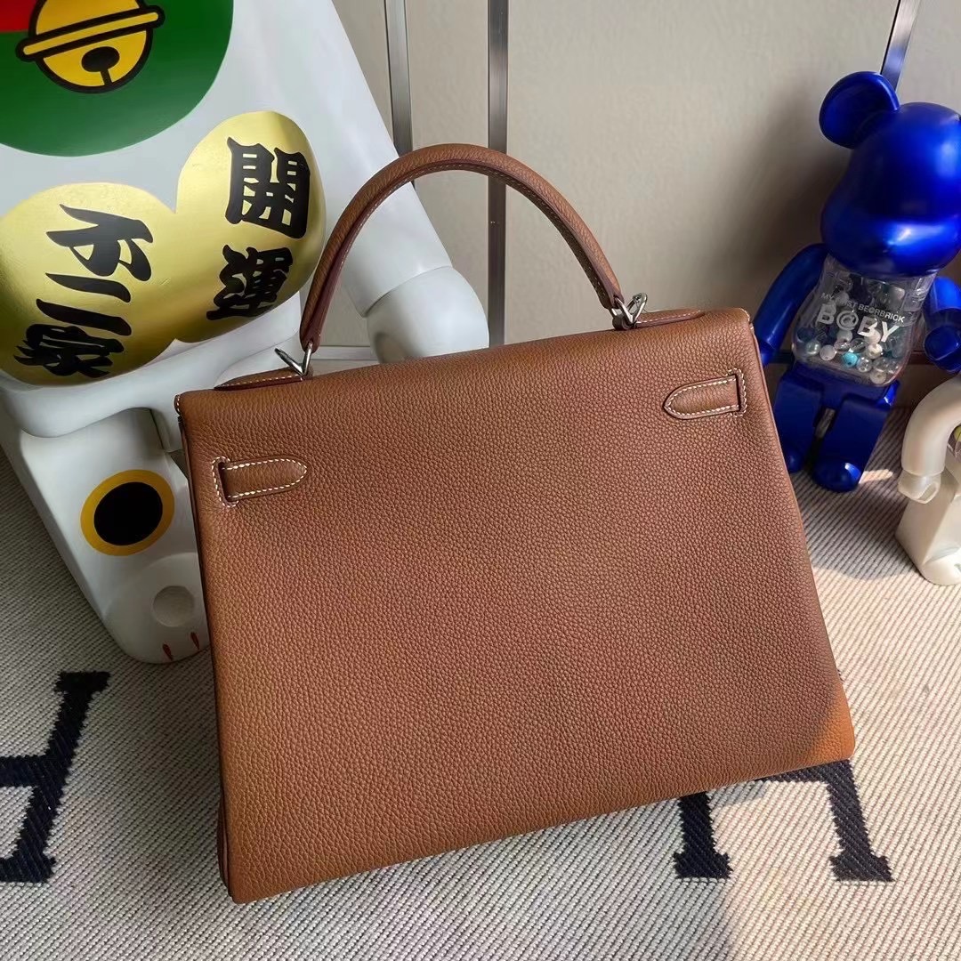 愛馬仕凱莉包32寸官方價格 Hermes Kelly 32 Togo 37 Gold 金棕色 銀扣