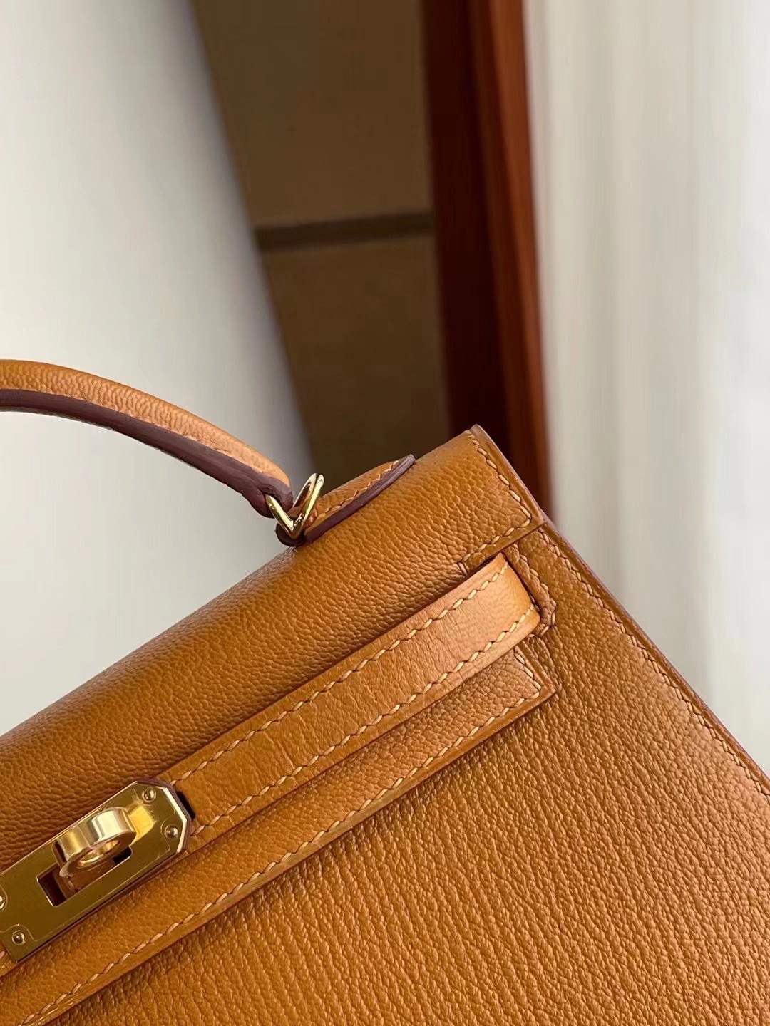 愛馬仕凱莉包二代迷你 Hermes Kelly Mini II Chevre 2S sesame 芝麻色 金扣