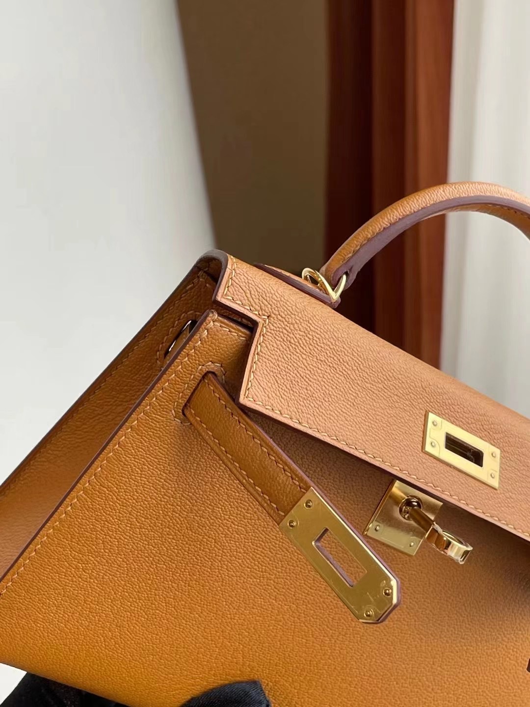 愛馬仕凱莉包二代迷你 Hermes Kelly Mini II Chevre 2S sesame 芝麻色 金扣