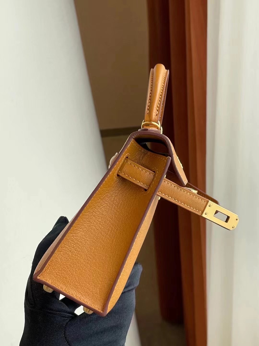 愛馬仕凱莉包二代迷你 Hermes Kelly Mini II Chevre 2S sesame 芝麻色 金扣