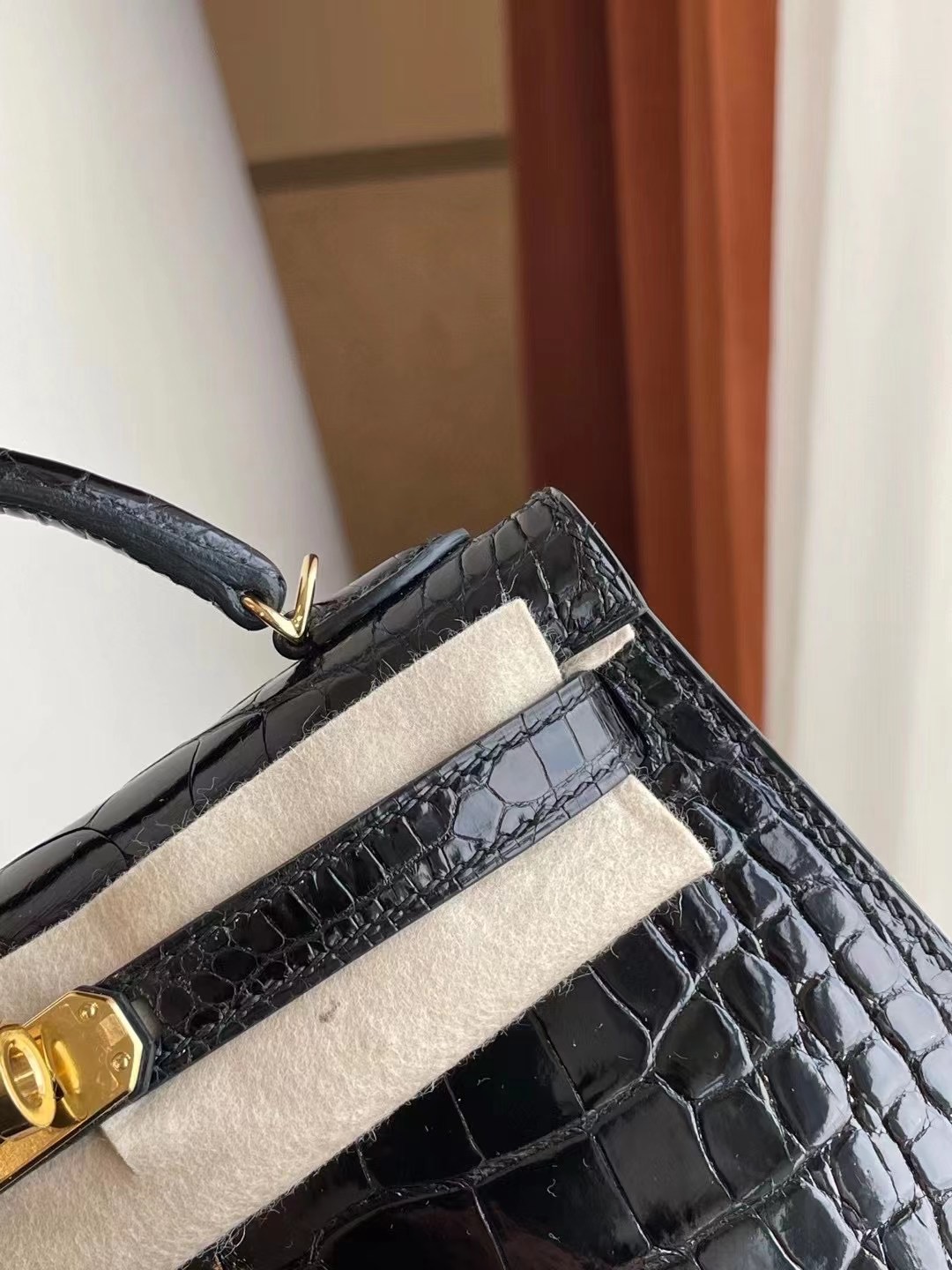 愛馬仕凱莉包二代 Hermes Kelly Mini II 2代 89 Noir 黑色 亮面美洲鱷魚