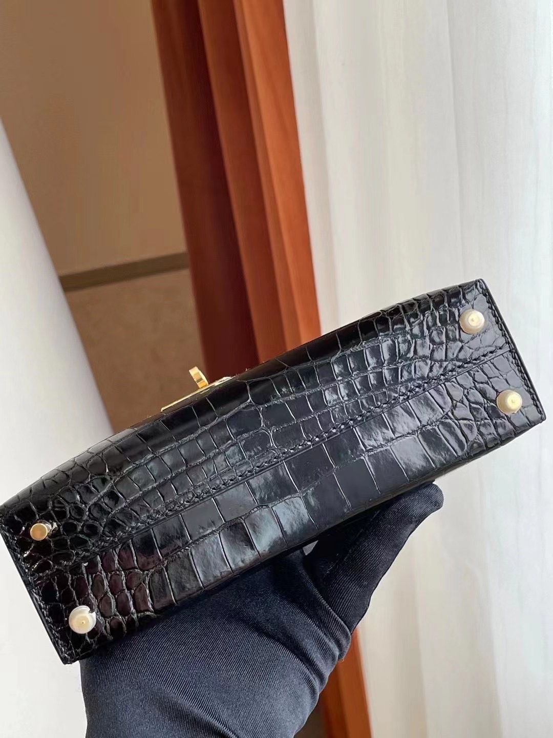 愛馬仕凱莉包二代 Hermes Kelly Mini II 2代 89 Noir 黑色 亮面美洲鱷魚