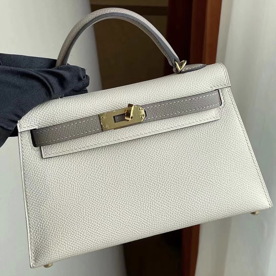 Hermes kelly mini II 2代 Epsom 10 Craie M8 Griss Asphalte 全手工縫製 金扣