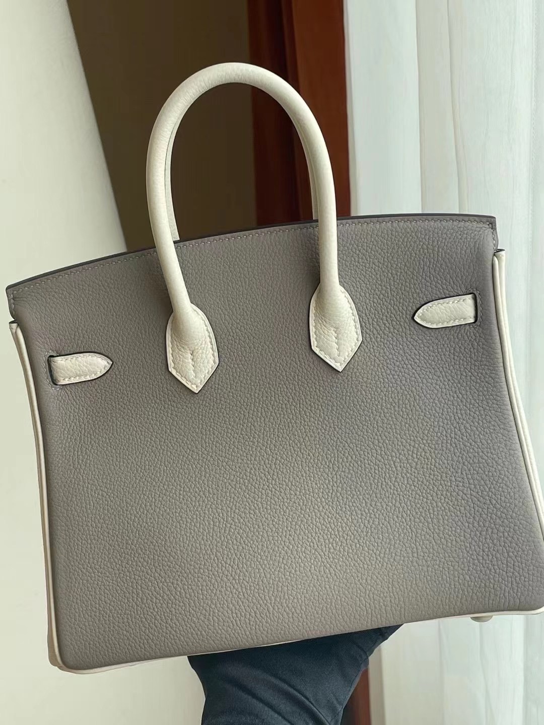 Hermes Horseshoe Stamp (HSS)  Birkin 25cm Togo M8 瀝青灰 10 Craie 奶昔白