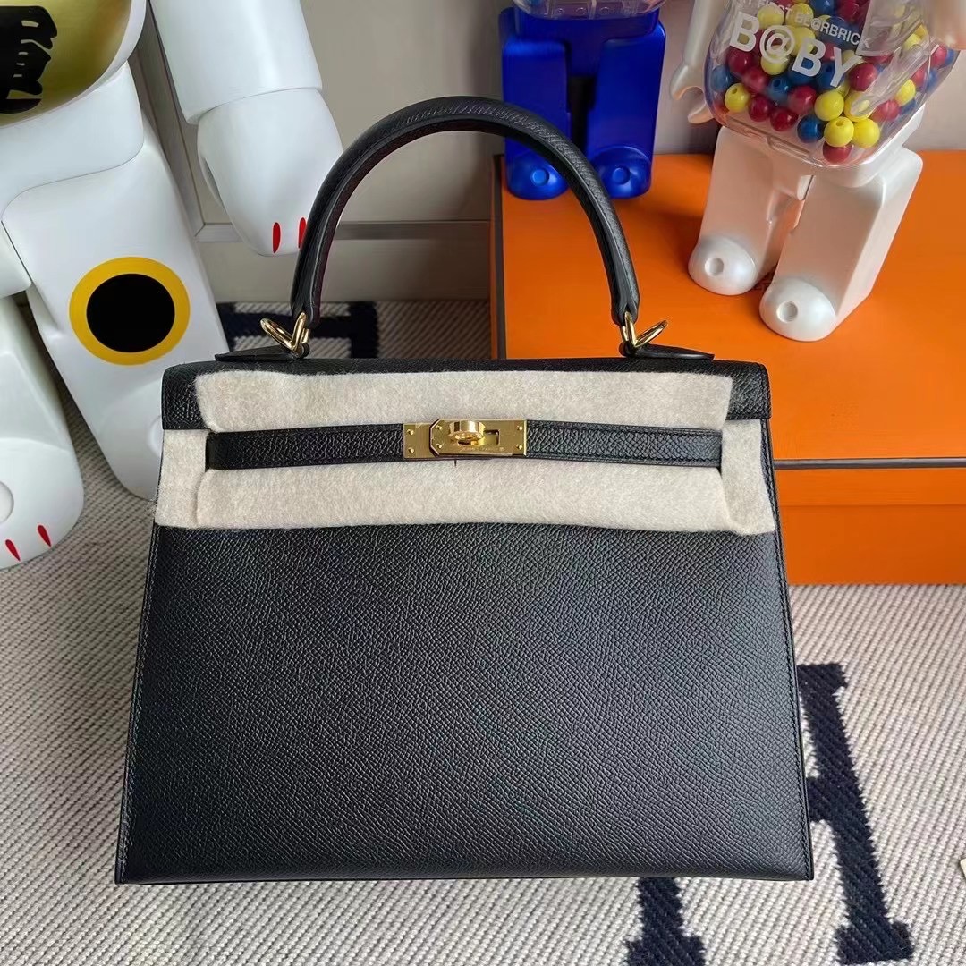 Hermès Kelly 25cm Epsom CK89 Noir 黑色 原廠禦用掌紋牛皮 金扣