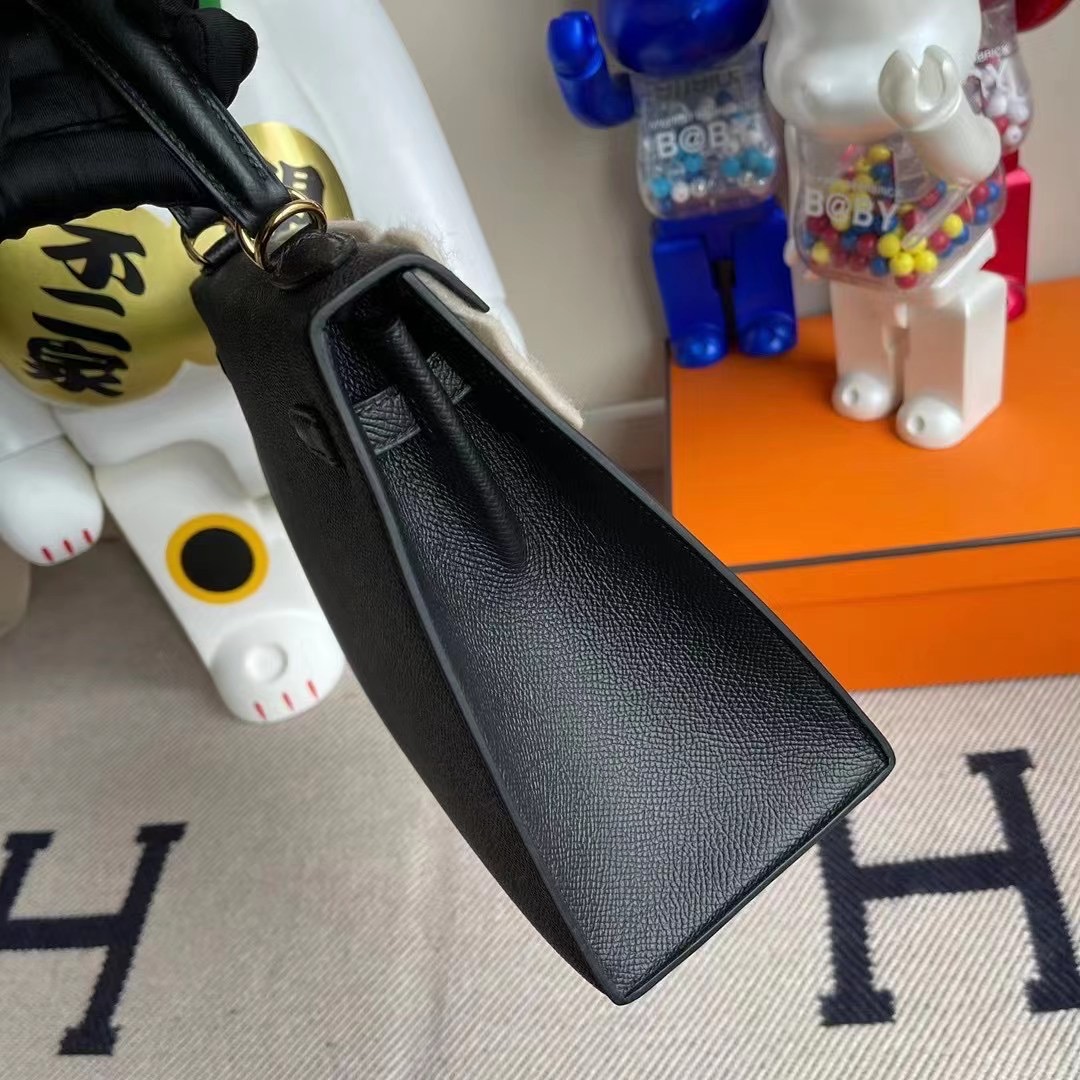 Hermès Kelly 25cm Epsom CK89 Noir 黑色 原廠禦用掌紋牛皮 金扣