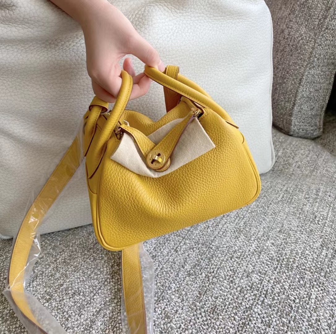 Hermes Lindy Mini Clemence 9D Amber 琥珀黃 I2 nata 奶油白