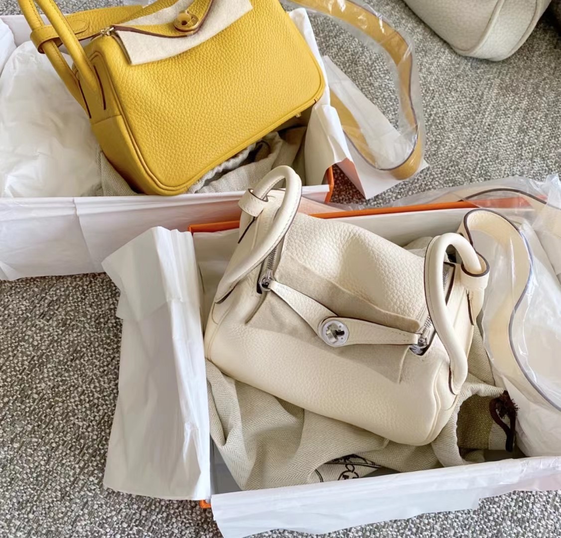 Hermes Lindy Mini Clemence 9D Amber 琥珀黃 I2 nata 奶油白