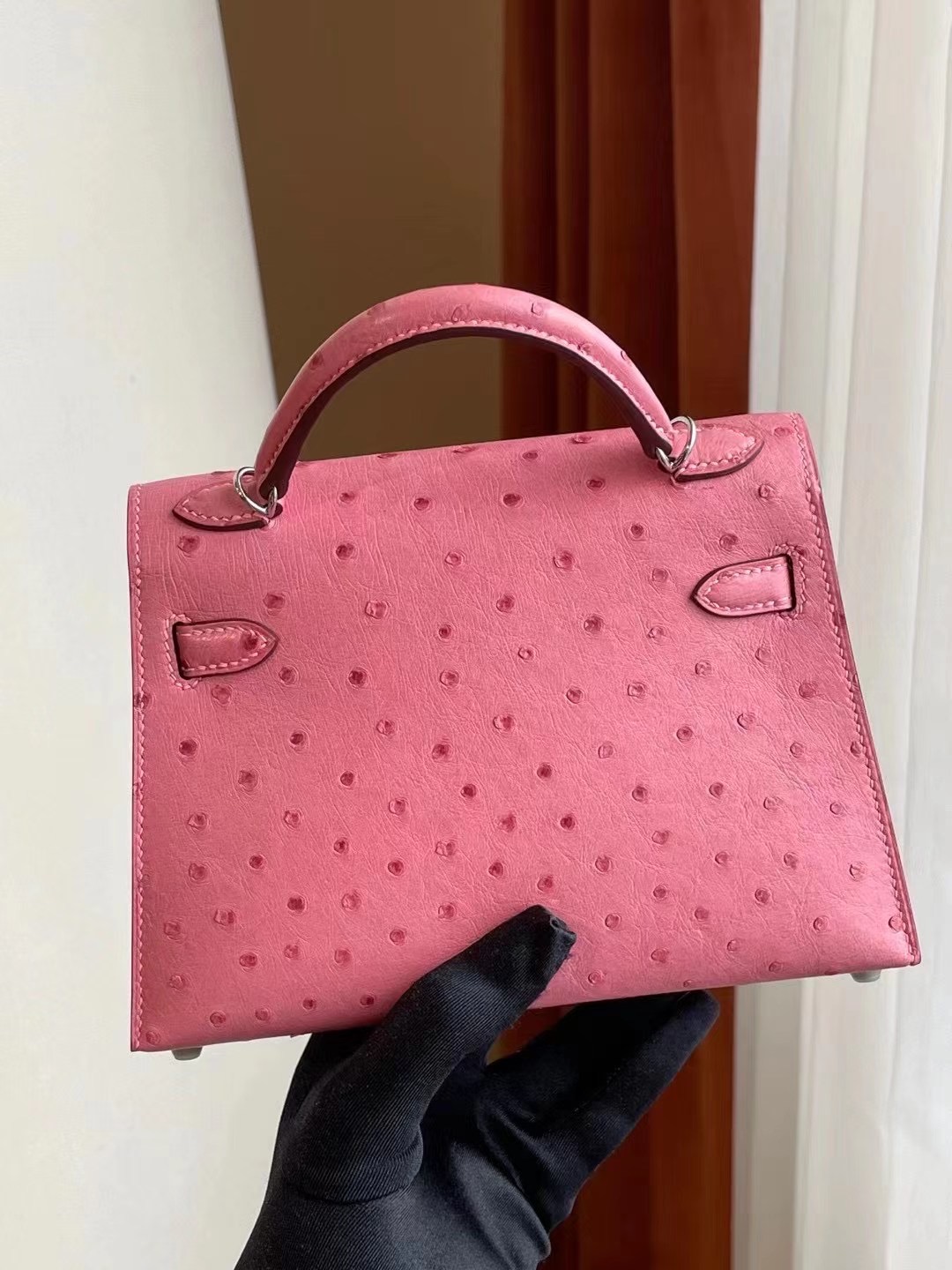 Hermes Kelly Mini 5P Bubblegum Ostrich