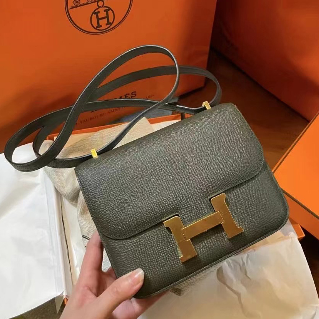 愛馬仕康康2021新色 Hermes Constance 19 Epsom C6 Vert De Gris 灰綠色