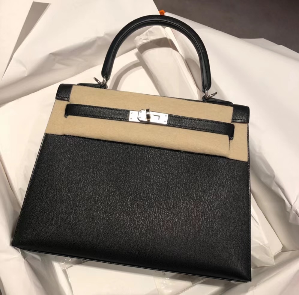 愛馬仕凱莉包包圖片 Hermes Kelly 25cm Mysore goatskin 山羊皮 CK89 Noir 黑色