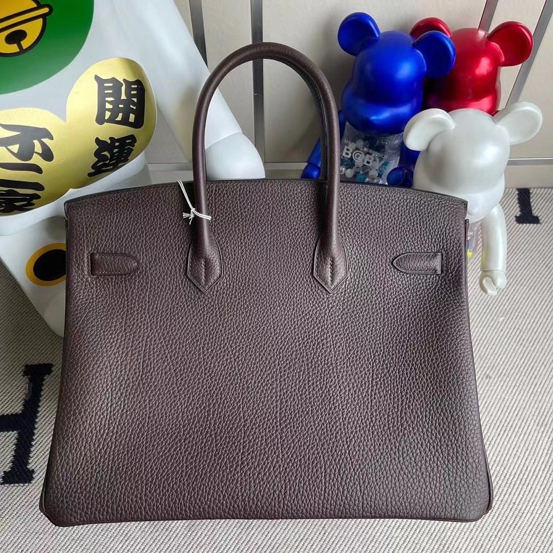 愛馬仕鉑金包官網價格 Hermes Birkin 35 Togo 46 Ebene 烏木色 銀扣