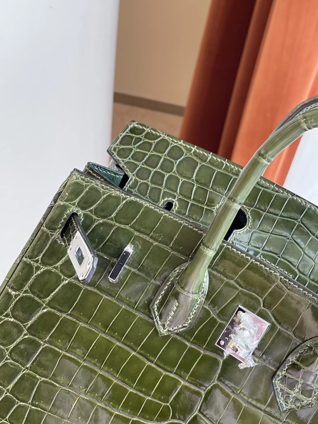 愛馬仕鉑金包25寸專櫃價格 Hermes Birkin 25 6H Olive green 橄欖綠 尼羅鱷魚