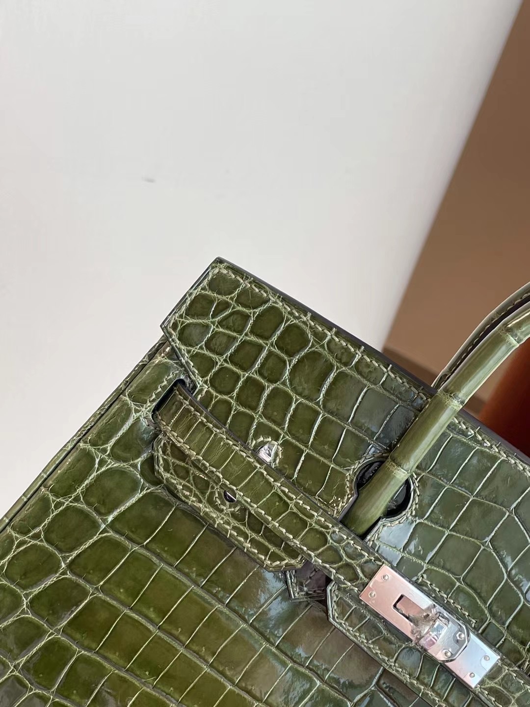 愛馬仕鉑金包25寸專櫃價格 Hermes Birkin 25 6H Olive green 橄欖綠 尼羅鱷魚