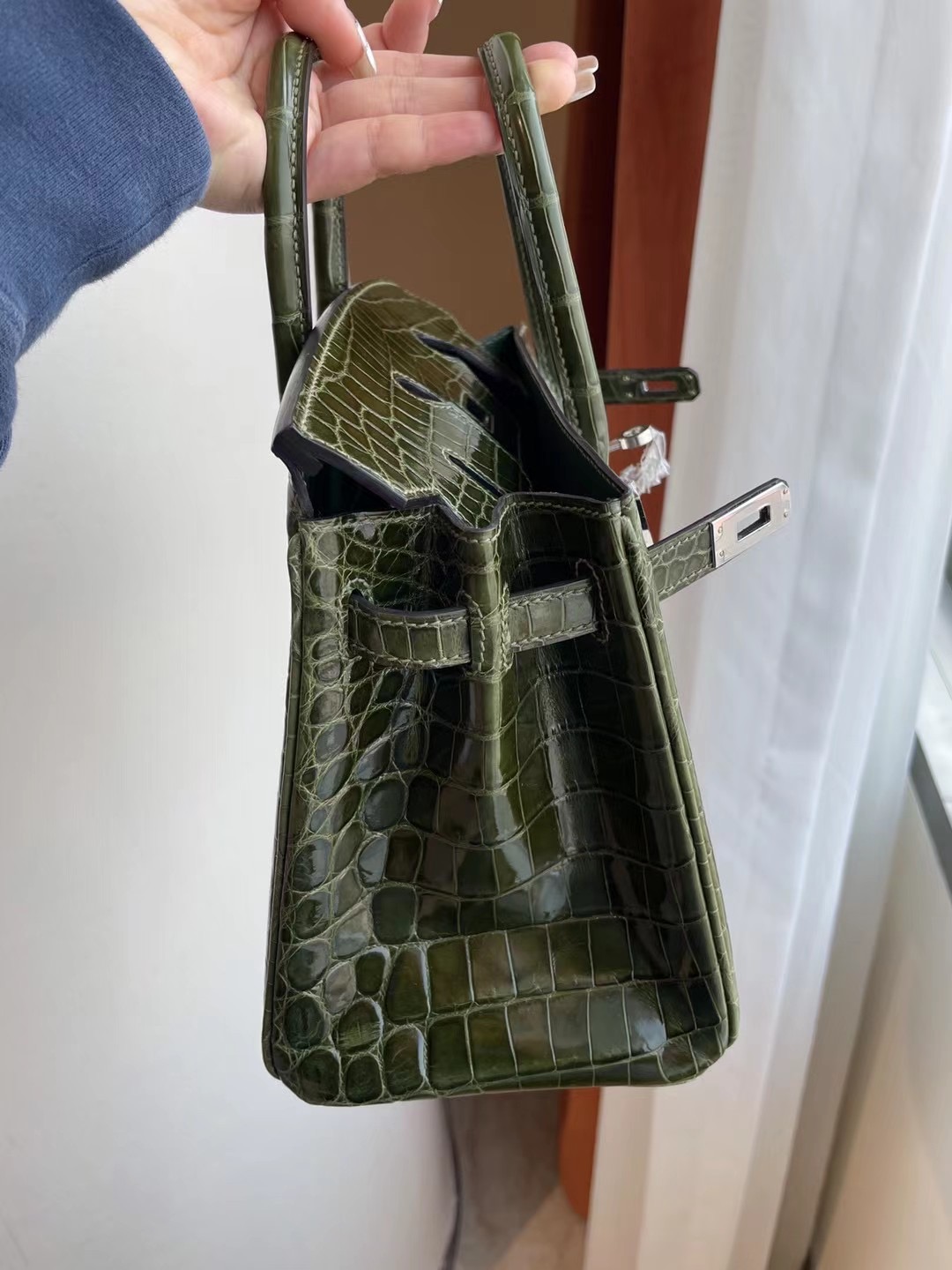 愛馬仕鉑金包25寸專櫃價格 Hermes Birkin 25 6H Olive green 橄欖綠 尼羅鱷魚