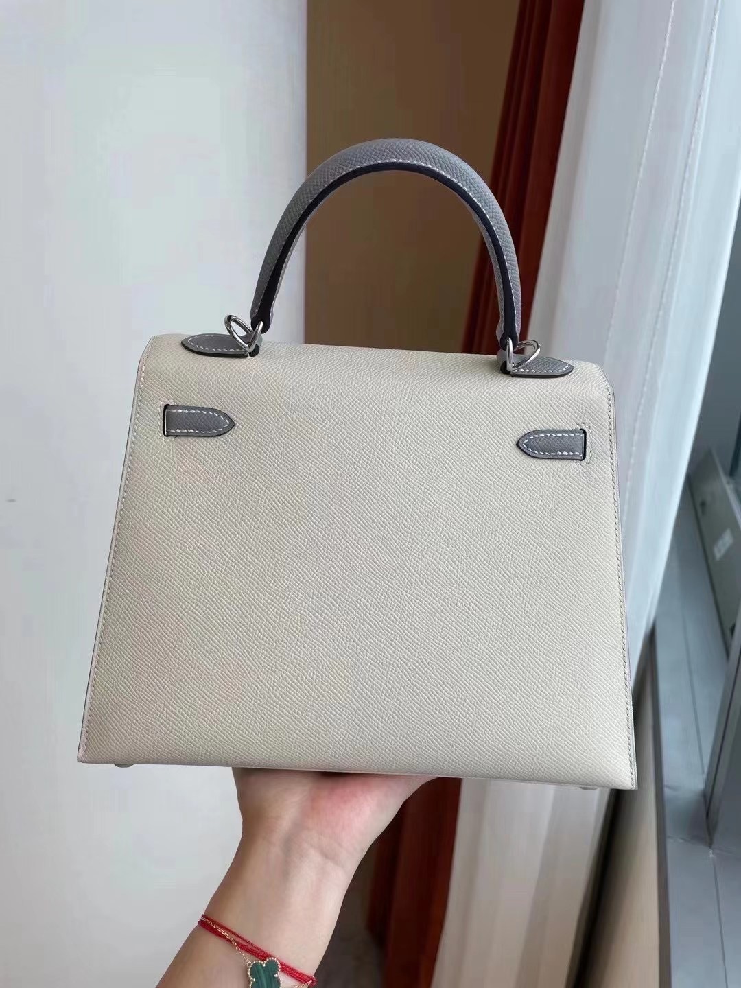 Hermes Kelly 25cm Epsom 10 Craie 奶昔白 4Z Girls Mouette 海鷗灰 銀扣