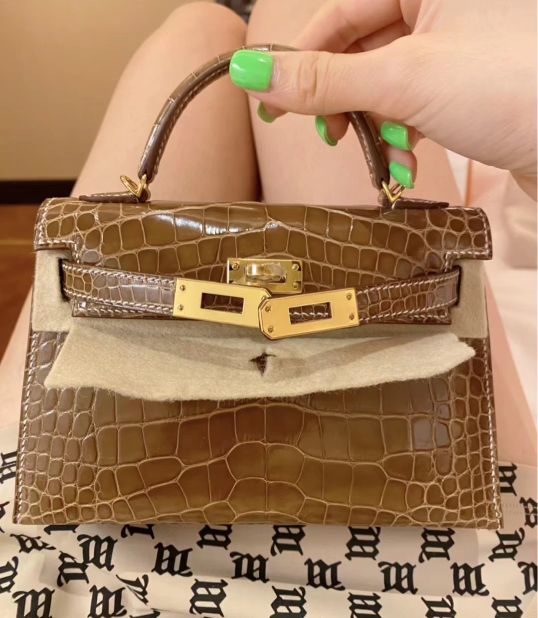 愛馬仕迷你凱莉包2代價格 Hermes Kelly II SELLIER MINI 17 Ficelle 煙草灰