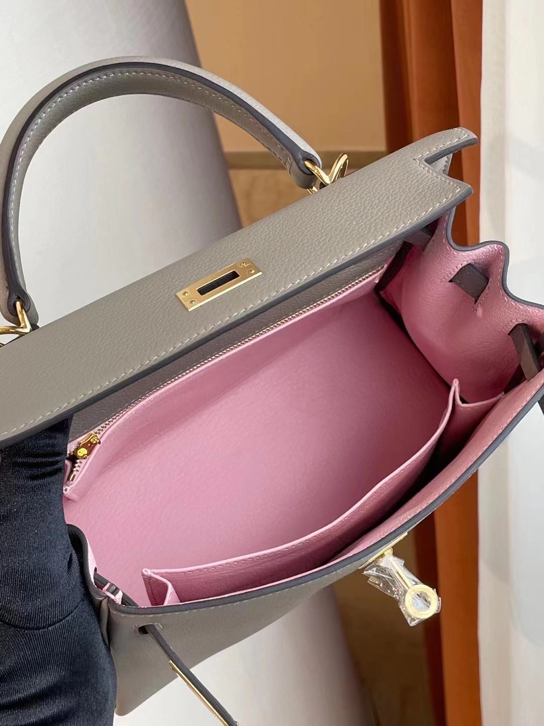 Hermes kelly 25cm Everycolor M8 Griss Asphalte 瀝青灰 3Q Rose Sakura 粉色 金扣