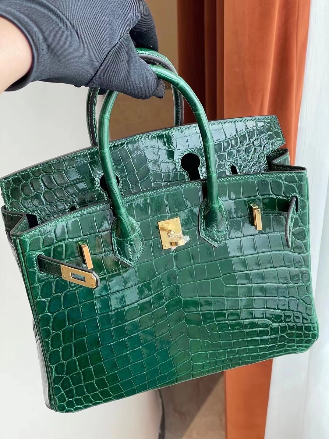 Hermes Birkin 25cm 亮面兩點尼羅鱷魚 CC67 Vert Fonce 祖母綠 全手工縫製 金扣