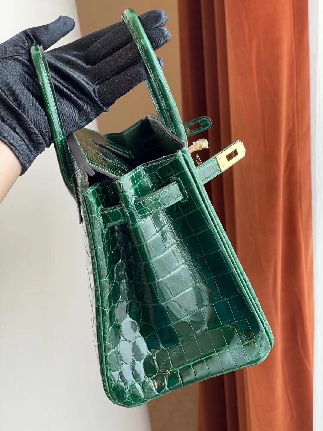 Hermes Birkin 25cm 亮面兩點尼羅鱷魚 CC67 Vert Fonce 祖母綠 全手工縫製 金扣