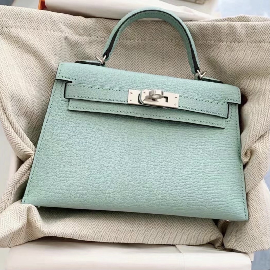 Abu Dhabi UAE Hermes Kelly Mini II Chevre Mysore 6U Peppermint Green