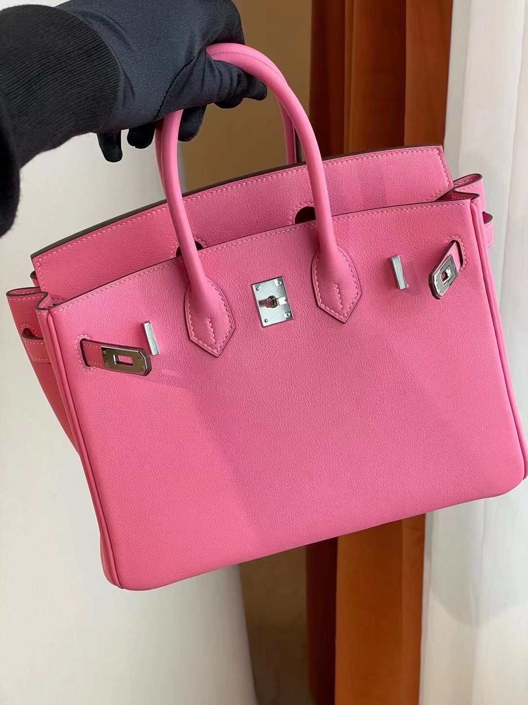 Dubai Hermes Birkin 25cm Swift leather K4 Rose Dete 夏日粉 PHW