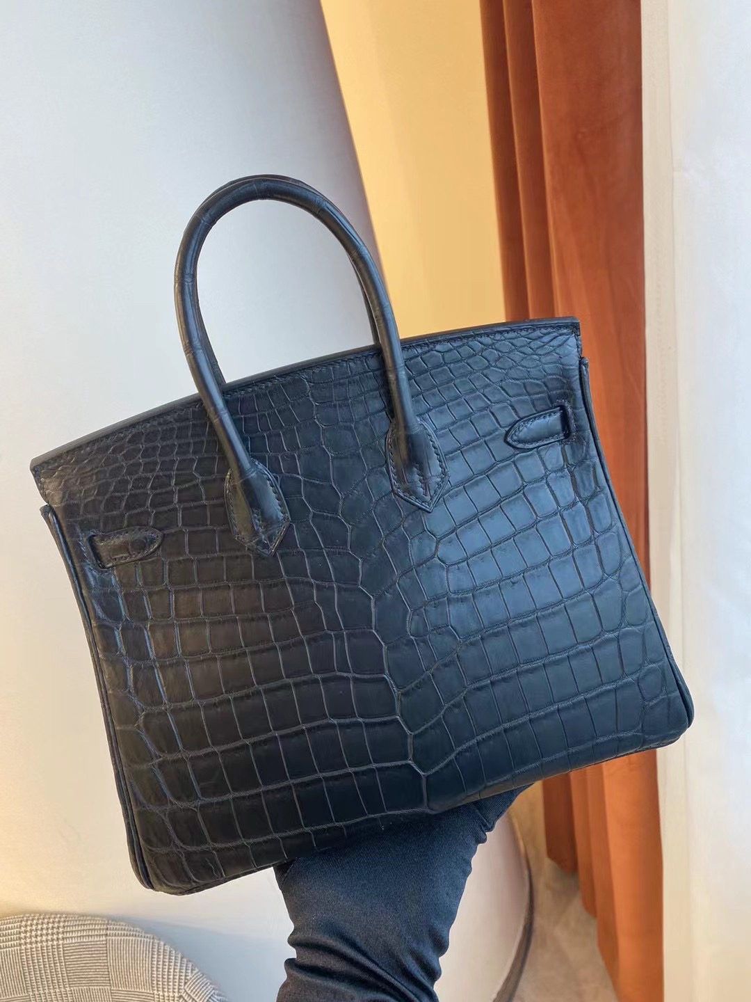 San Francisco USA Hermes Birkin 25 CK89 Noir 黑色 尼羅鱷魚全手工蜜蠟線縫製