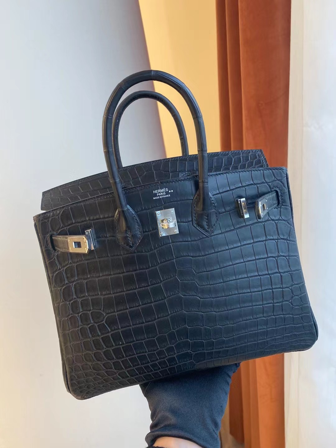 San Francisco USA Hermes Birkin 25 CK89 Noir 黑色 尼羅鱷魚全手工蜜蠟線縫製