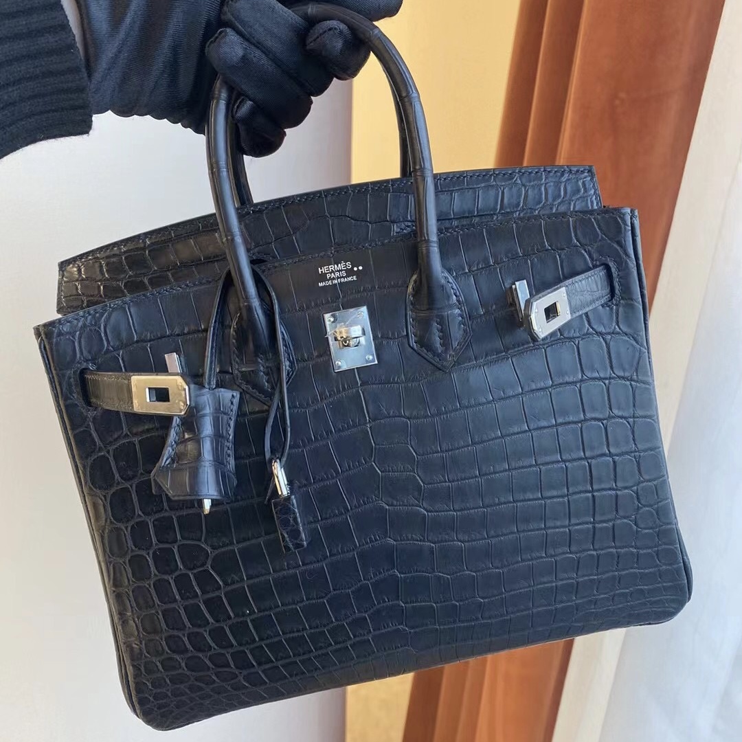 San Francisco USA Hermes Birkin 25 CK89 Noir 黑色 尼羅鱷魚全手工蜜蠟線縫製