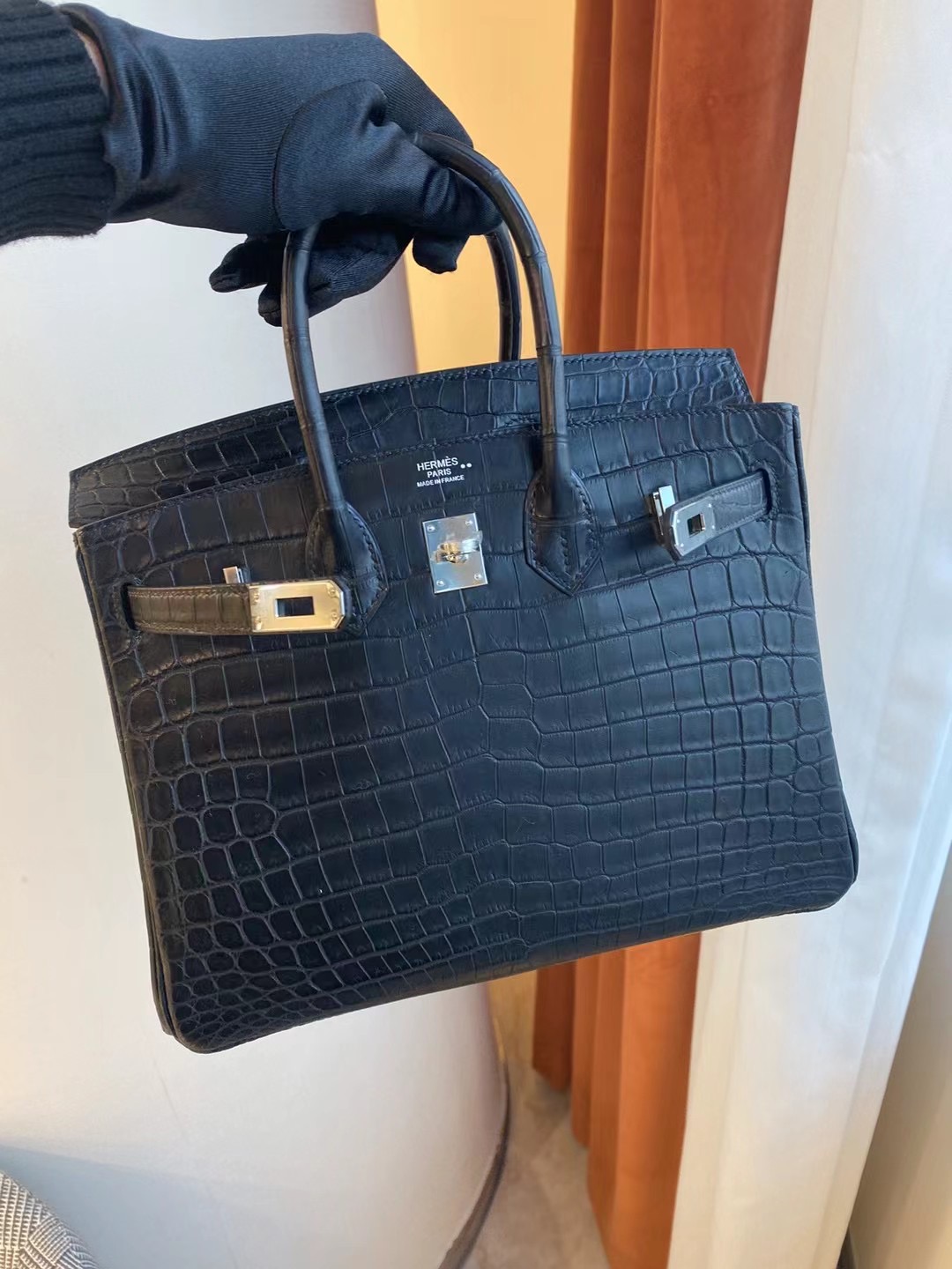 San Francisco USA Hermes Birkin 25 CK89 Noir 黑色 尼羅鱷魚全手工蜜蠟線縫製