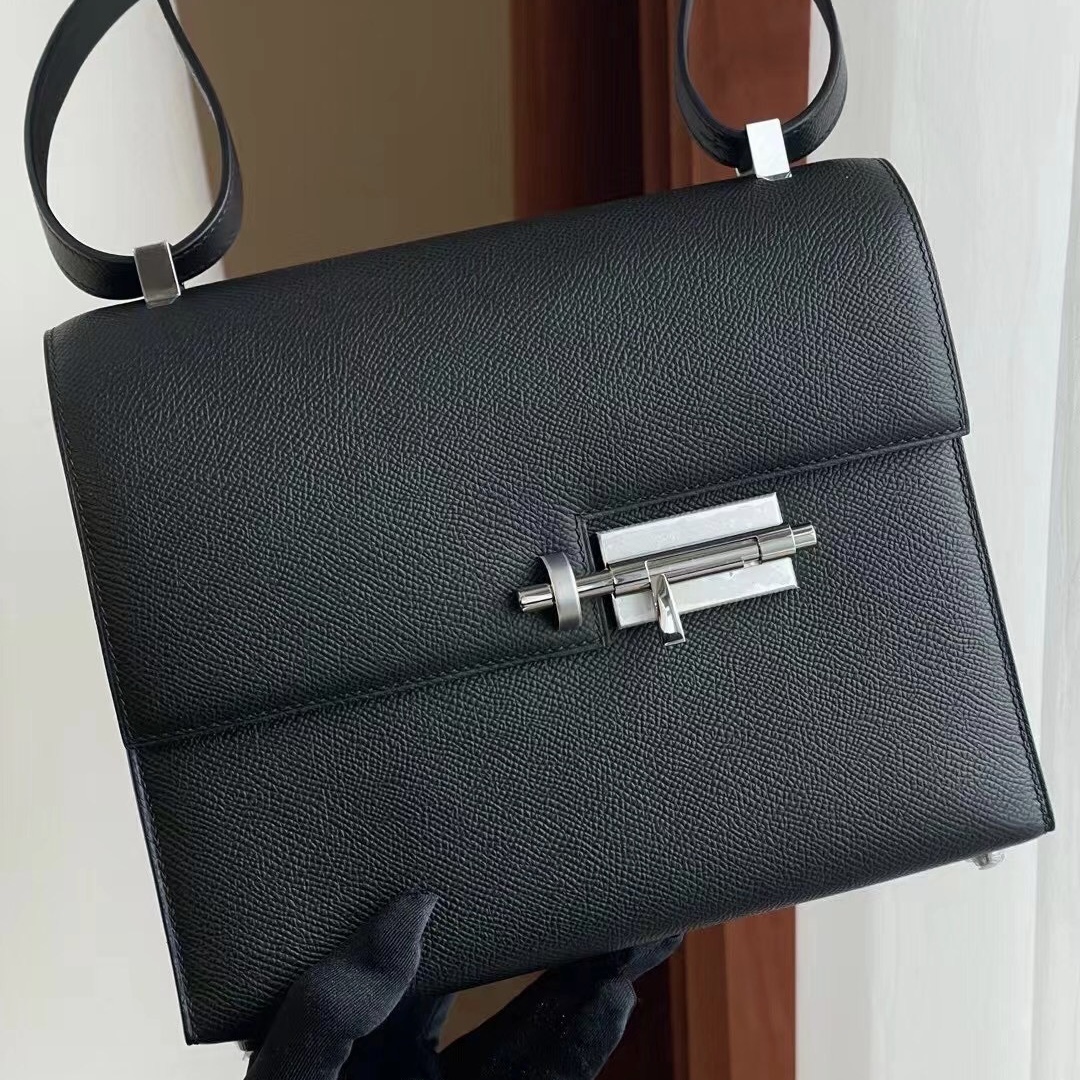 San Joze USA Hermes Verrou 21 bag Epsom calfskin CK89 Noir 黑色