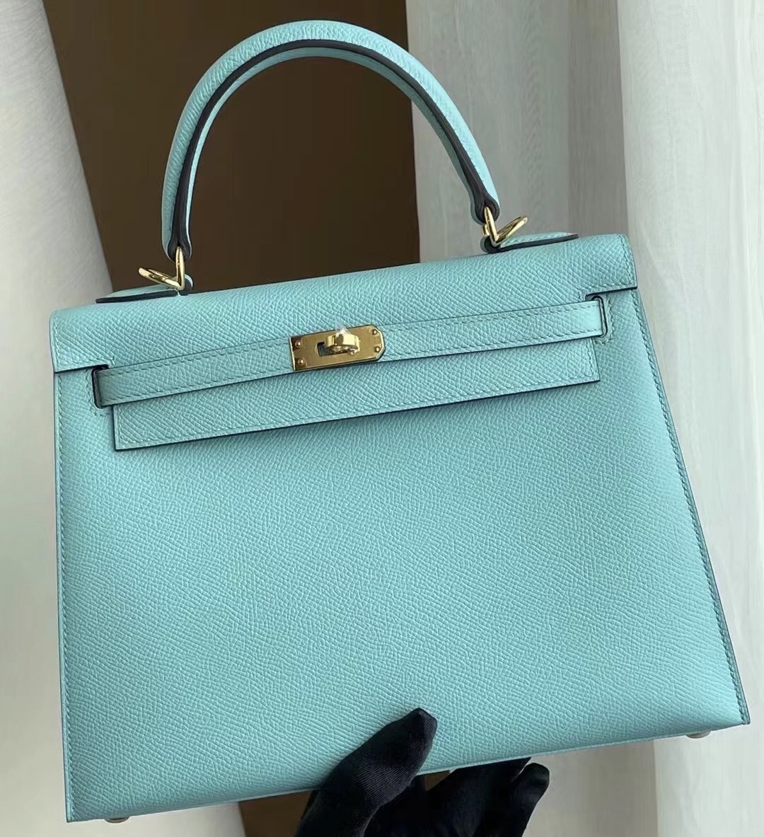 New York USA Hermes Kelly 25 Epsom 3P Blue Atoll 馬卡龍藍 內拼 櫻花粉