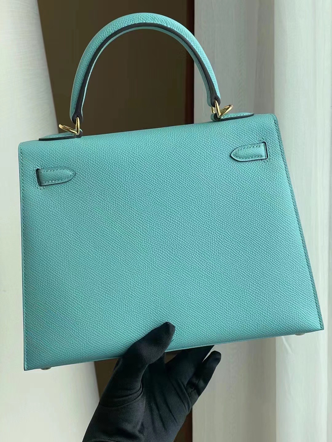 New York USA Hermes Kelly 25 Epsom 3P Blue Atoll 馬卡龍藍 內拼 櫻花粉