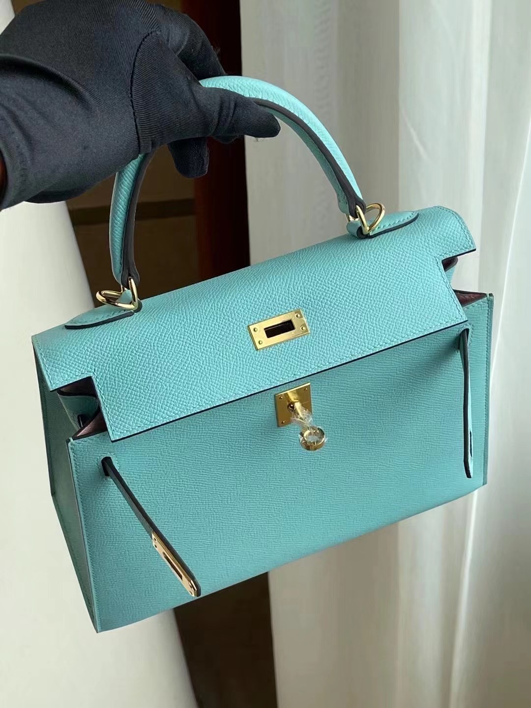 New York USA Hermes Kelly 25 Epsom 3P Blue Atoll 馬卡龍藍 內拼 櫻花粉