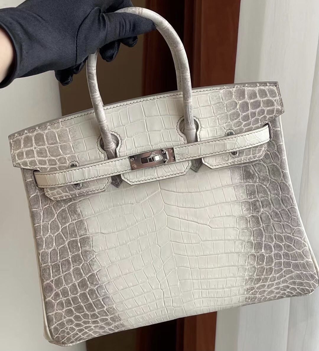 New York USA Hermes Birkin 25 喜馬拉雅 CK01 BLANC Niloticus Crocodile Himalayan