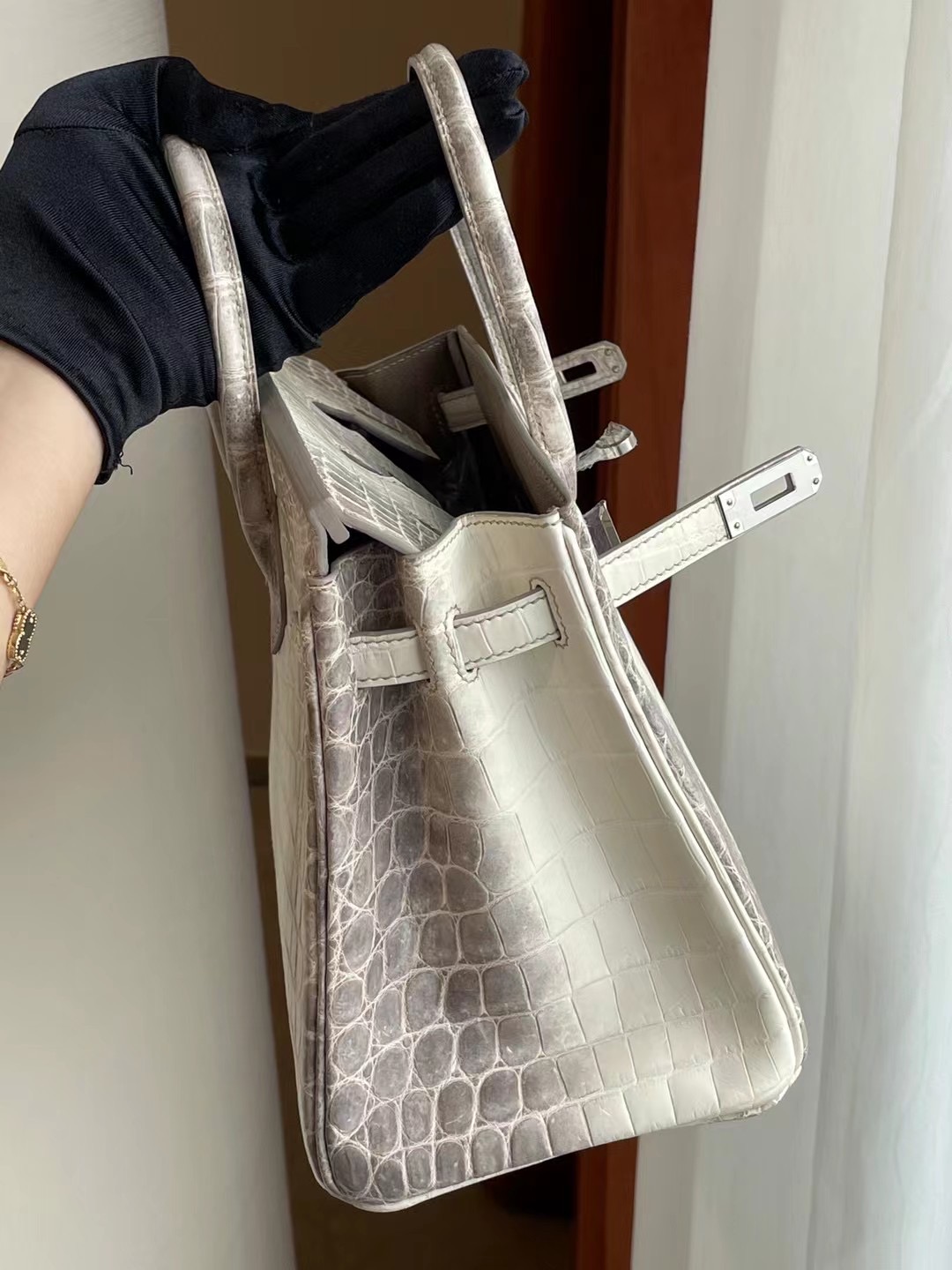 New York USA Hermes Birkin 25 喜馬拉雅 CK01 BLANC Niloticus Crocodile Himalayan