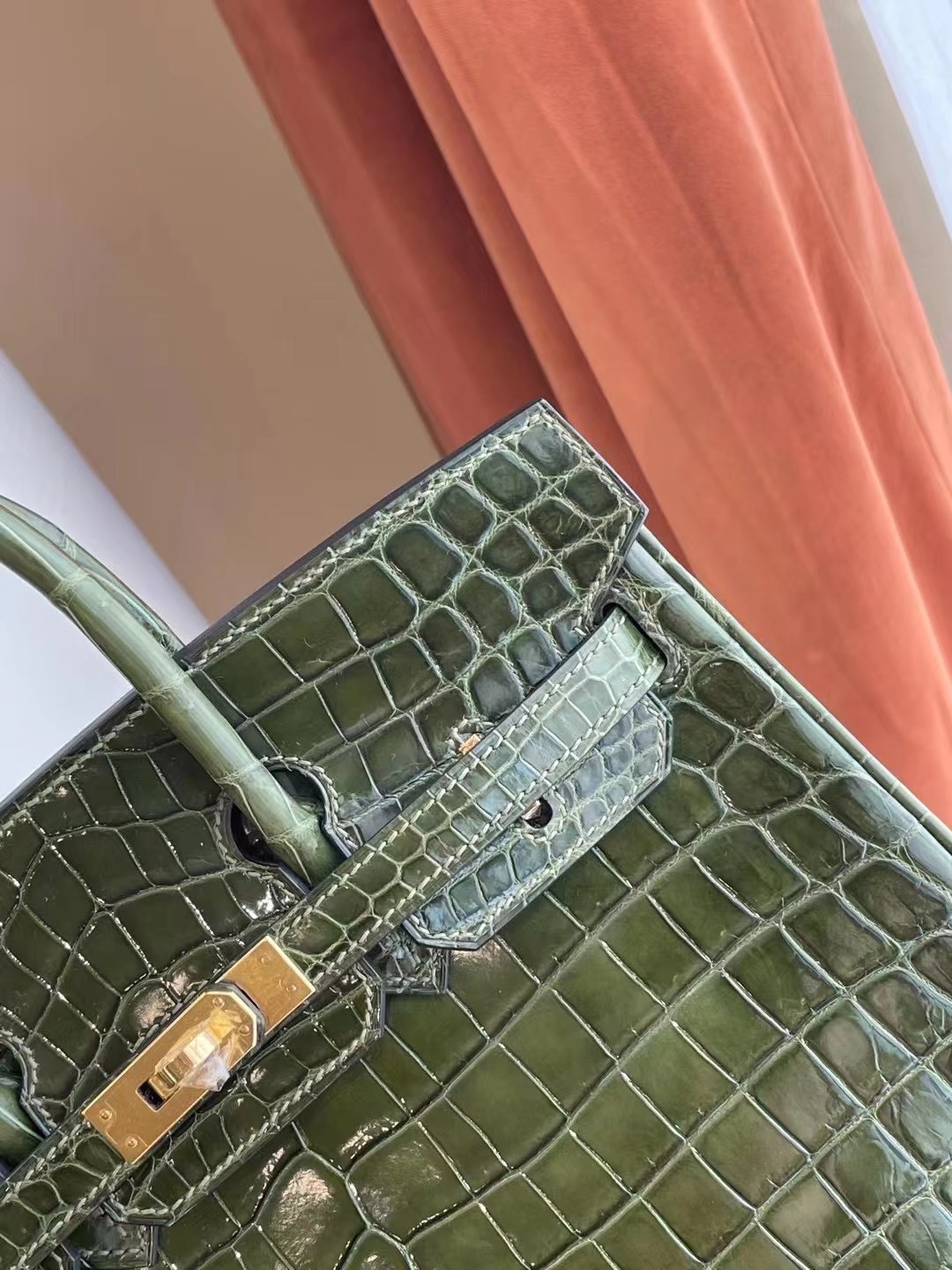 Qatar Doha Hermes Birkin 25cm 6H Olive green 橄欖綠 Shiny Nilo Crocodile