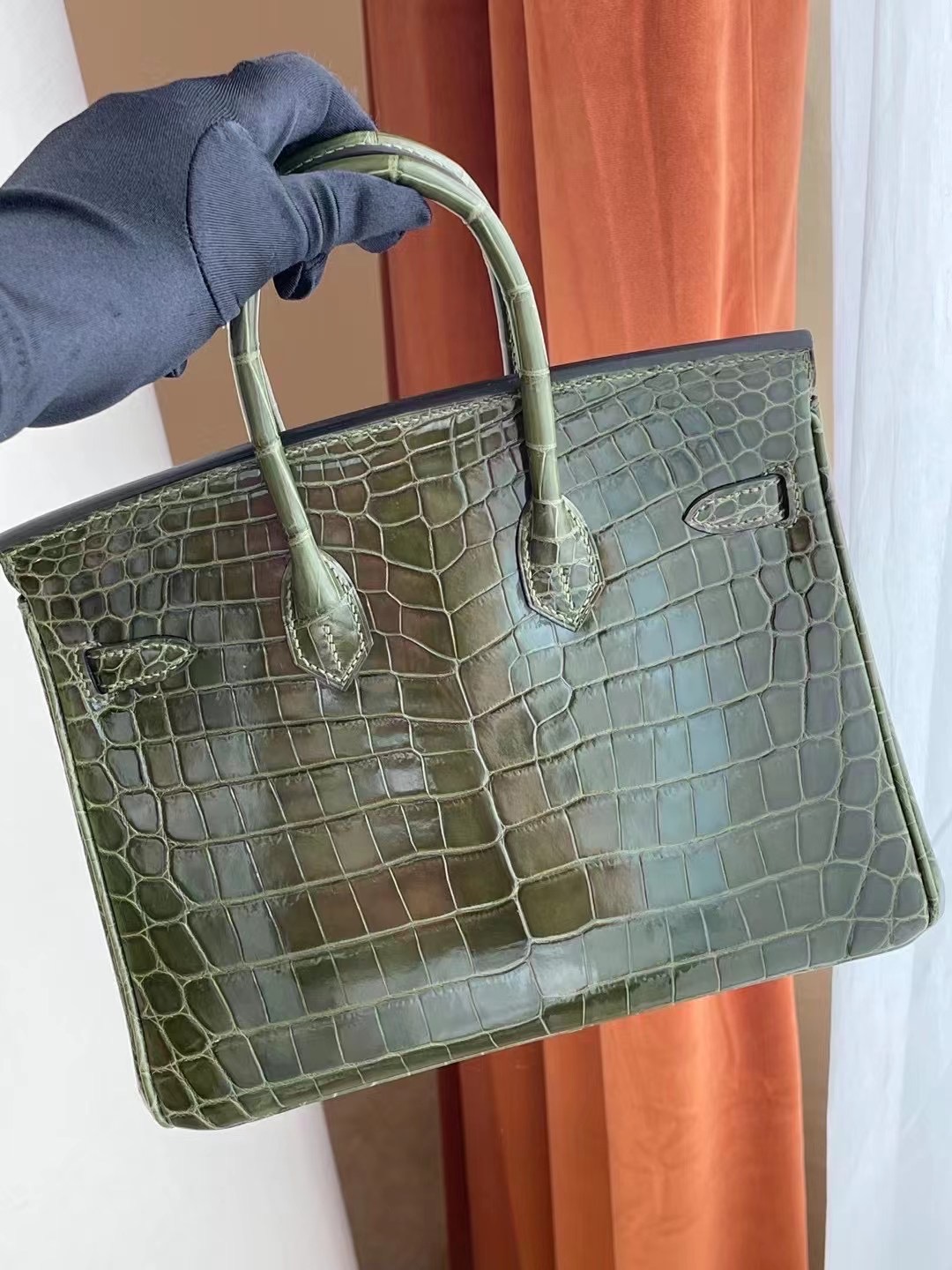 Qatar Doha Hermes Birkin 25cm 6H Olive green 橄欖綠 Shiny Nilo Crocodile