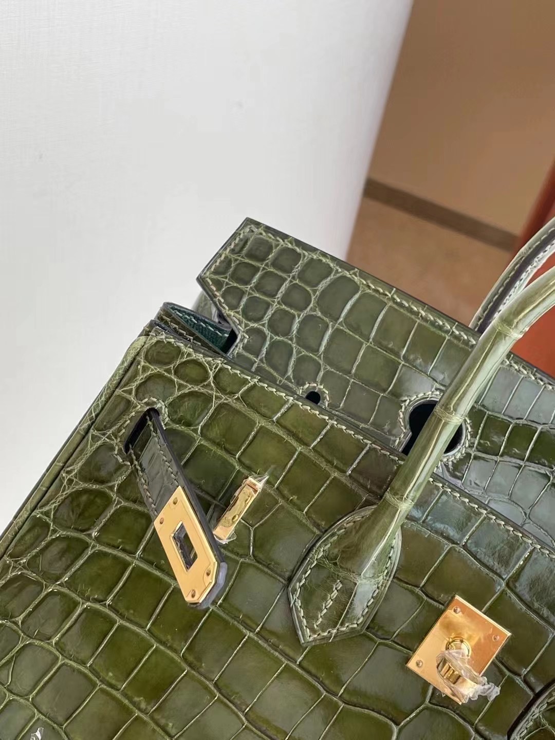 Qatar Doha Hermes Birkin 25cm 6H Olive green 橄欖綠 Shiny Nilo Crocodile