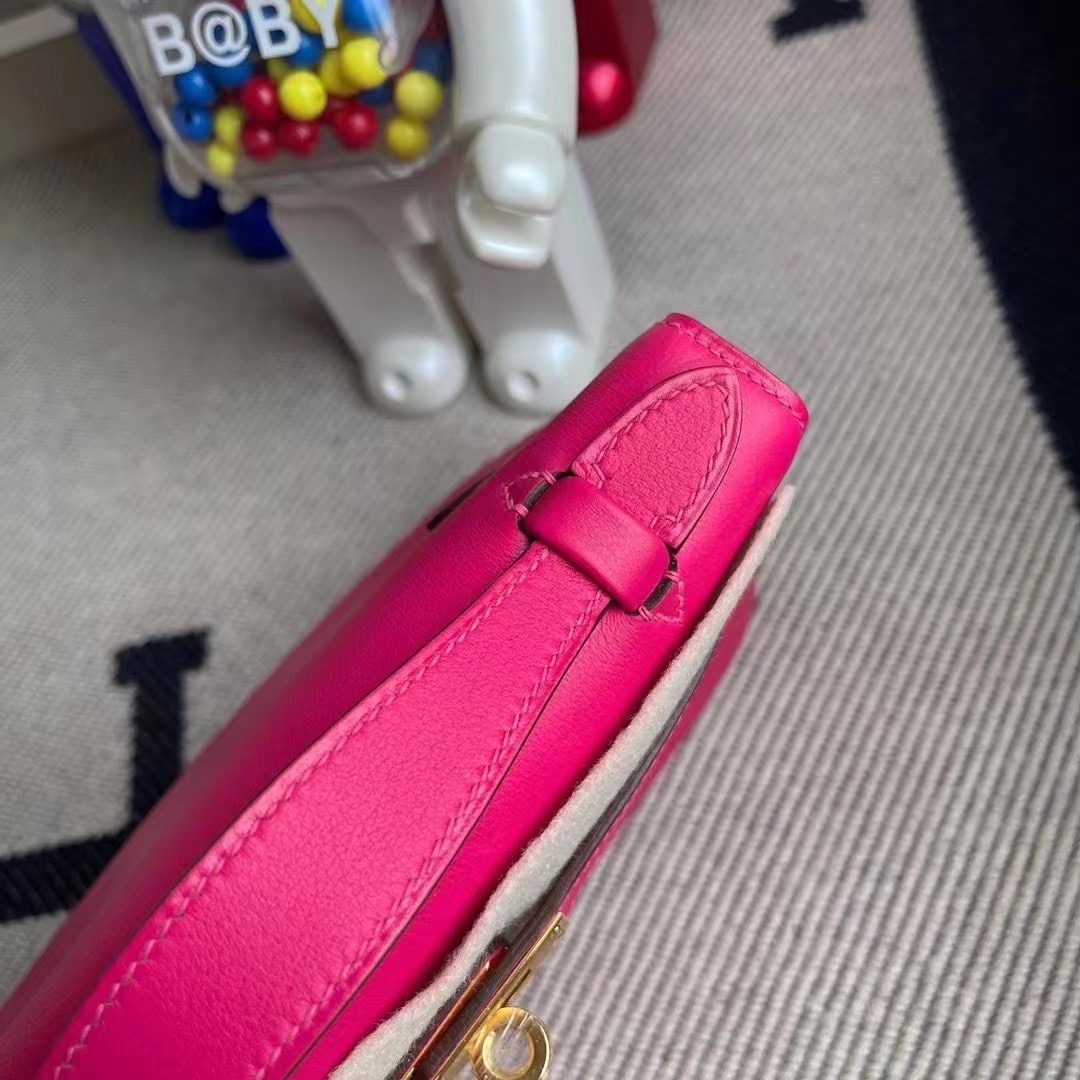 Hermes MiniKelly Pochette Swift 新顏色 0D墨西哥粉 Rose Mexico