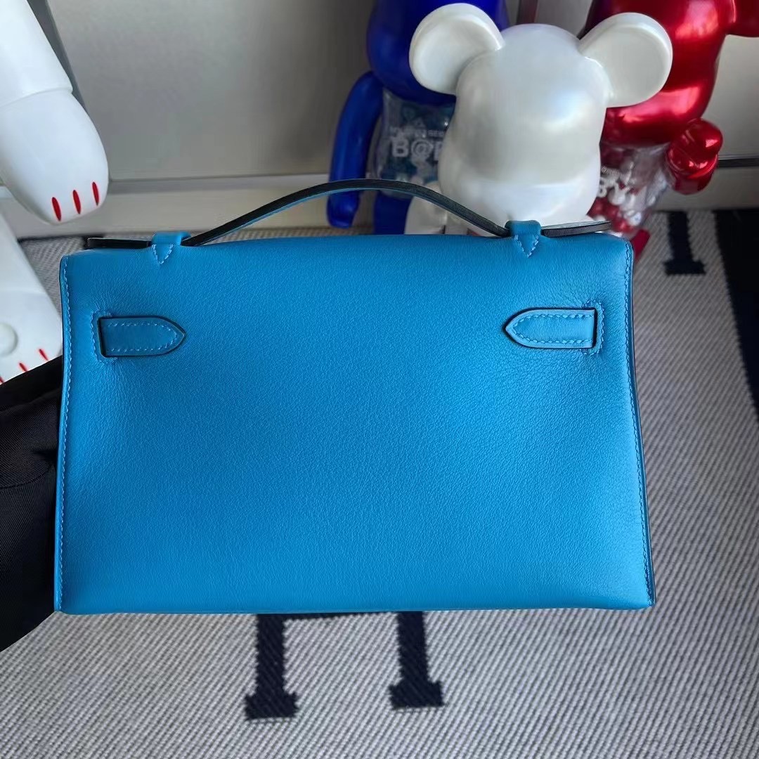 Canada Hermes MiniKelly Pochette Swift 0F Bleu frida 弗裏達藍