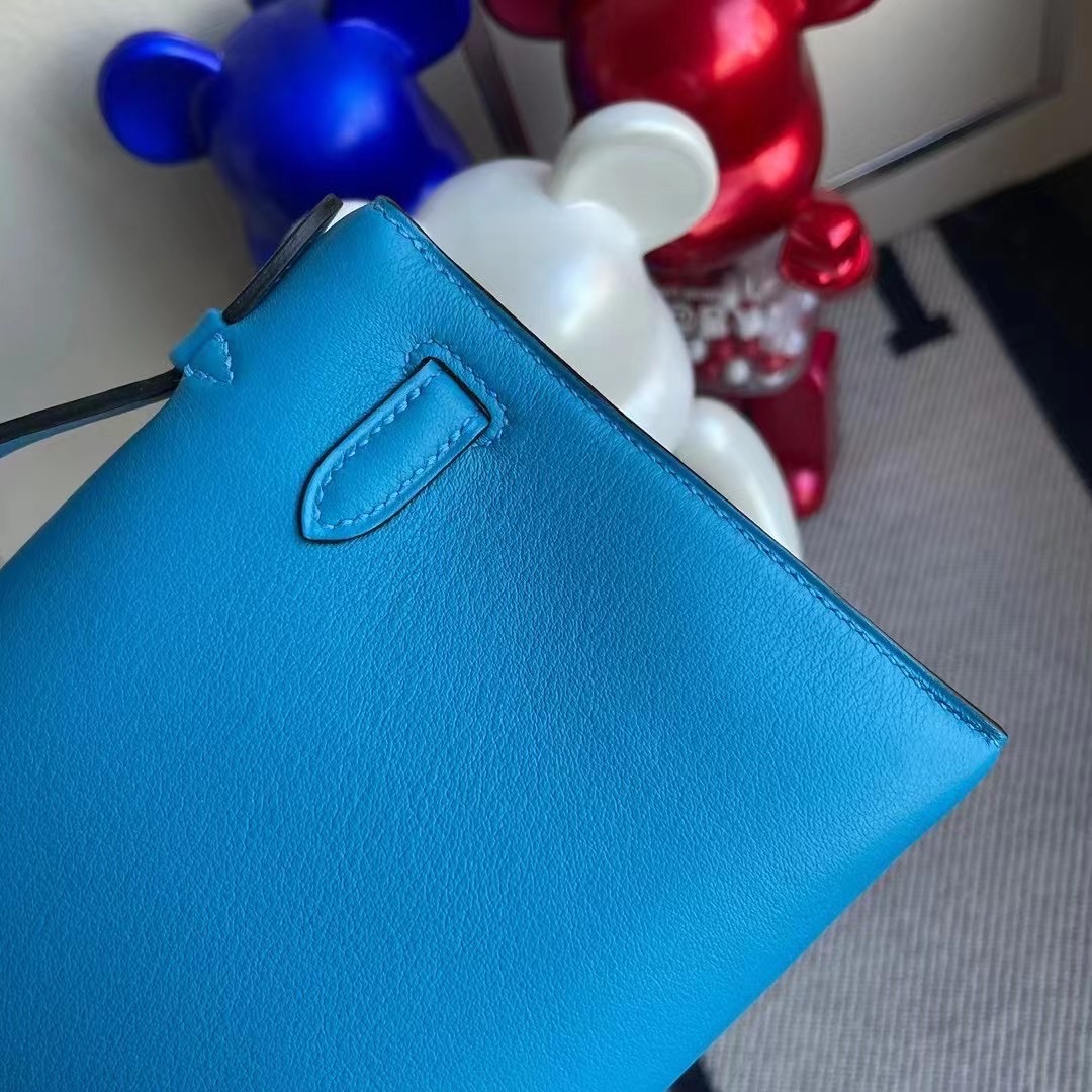 Bahrain Hermes MiniKelly Pochette Swift 0F Bleu frida 弗裏達藍 银扣