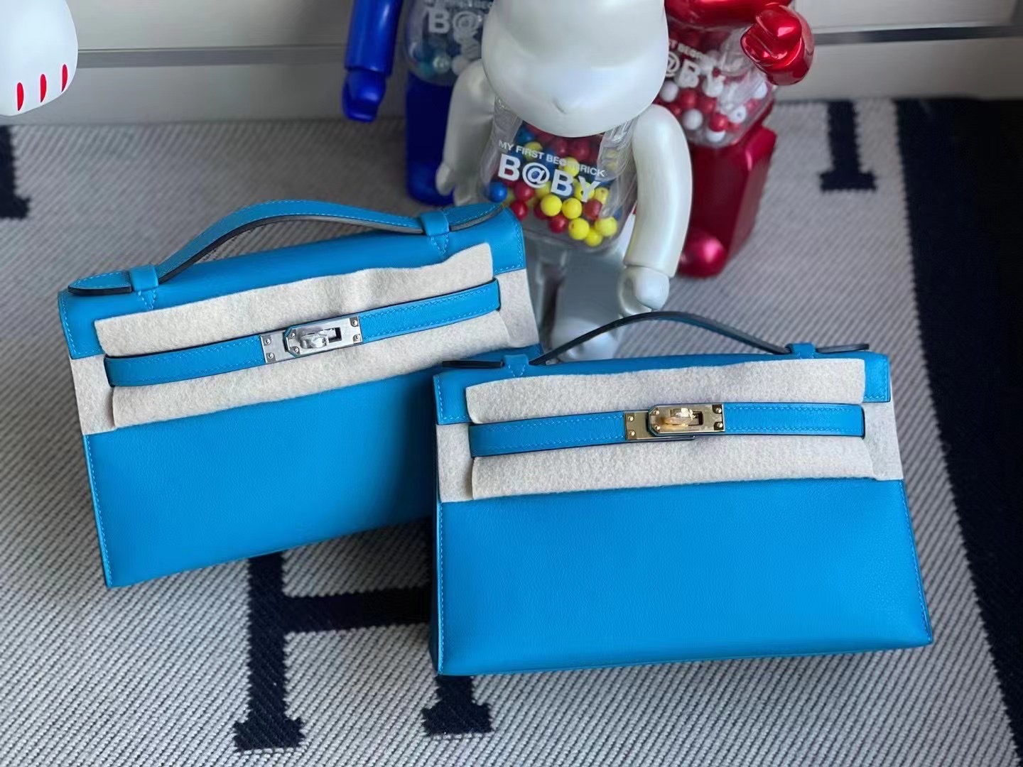 Canada Hermes MiniKelly Pochette Swift 0F Bleu frida 弗裏達藍