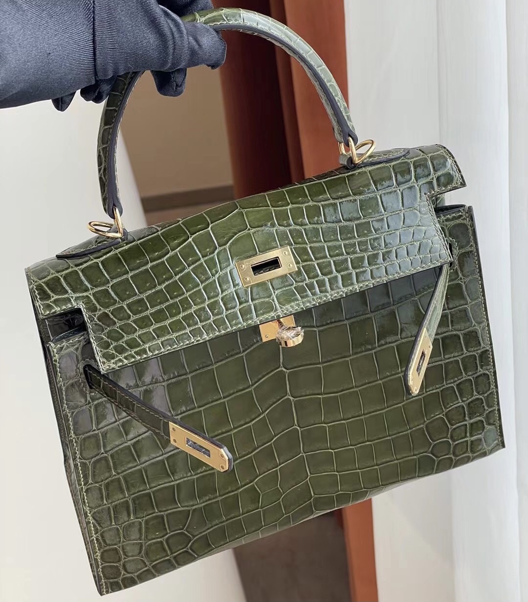 Hermes kelly 25cm 6H Olive green 橄欖綠 亮面兩點 尼羅鱷魚