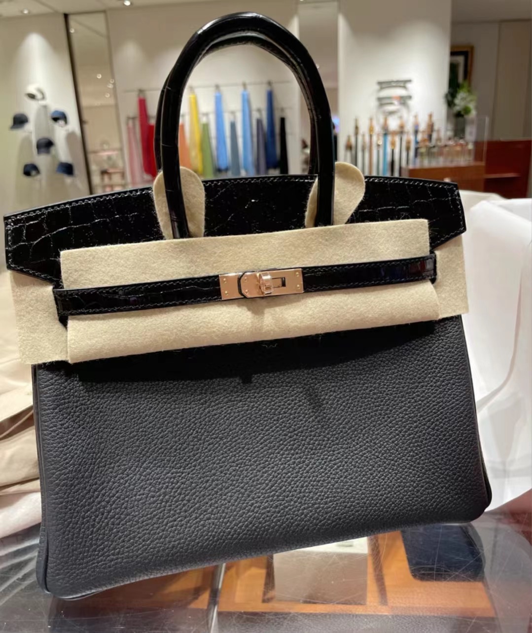 Saudi Arabia Hermes Handbag Birkin 25 Touch 89 Noir 黑色 玫瑰金扣