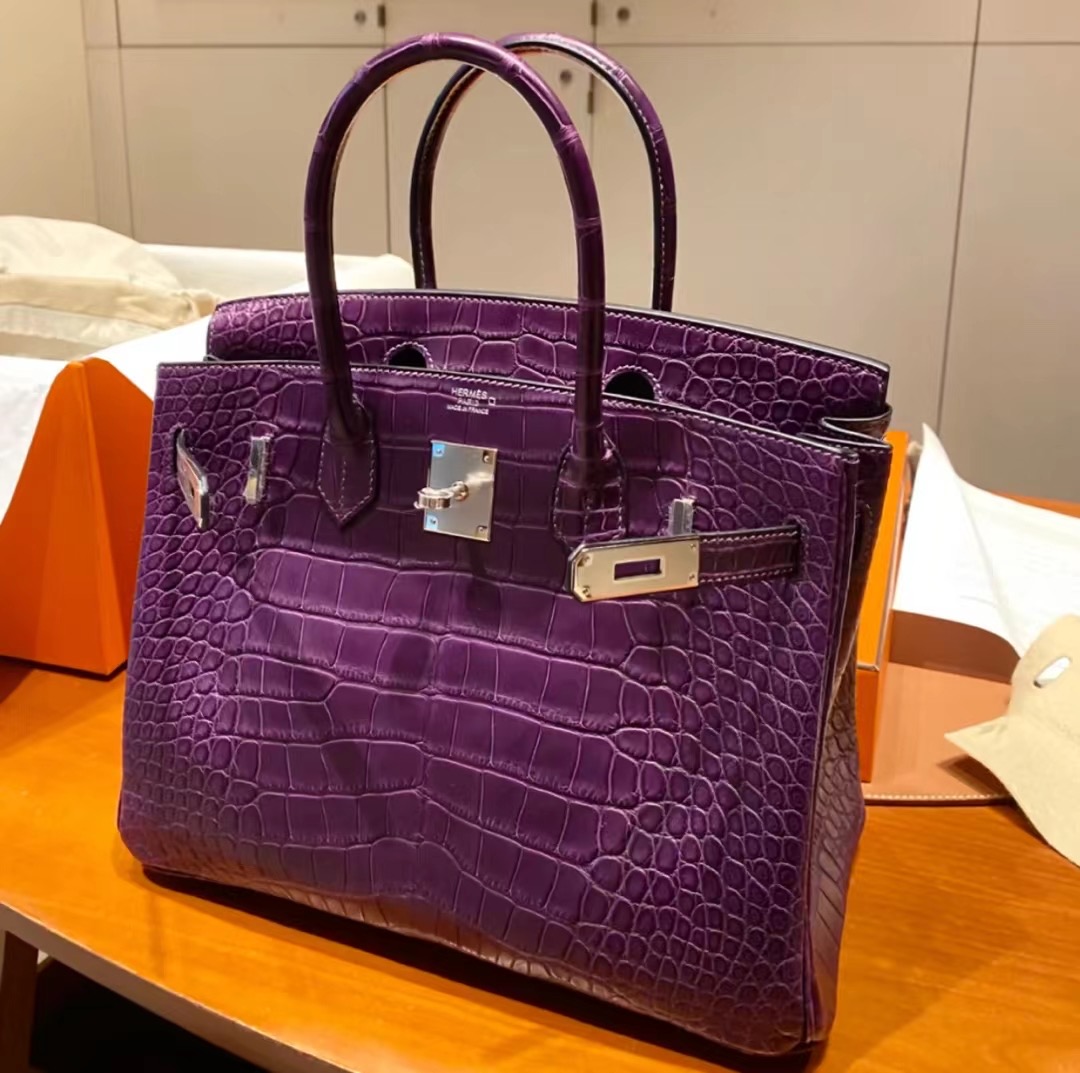 Hermes Birkin 30cm Matt Alligator Crocodile 9G Amethyst 水晶紫 PHW