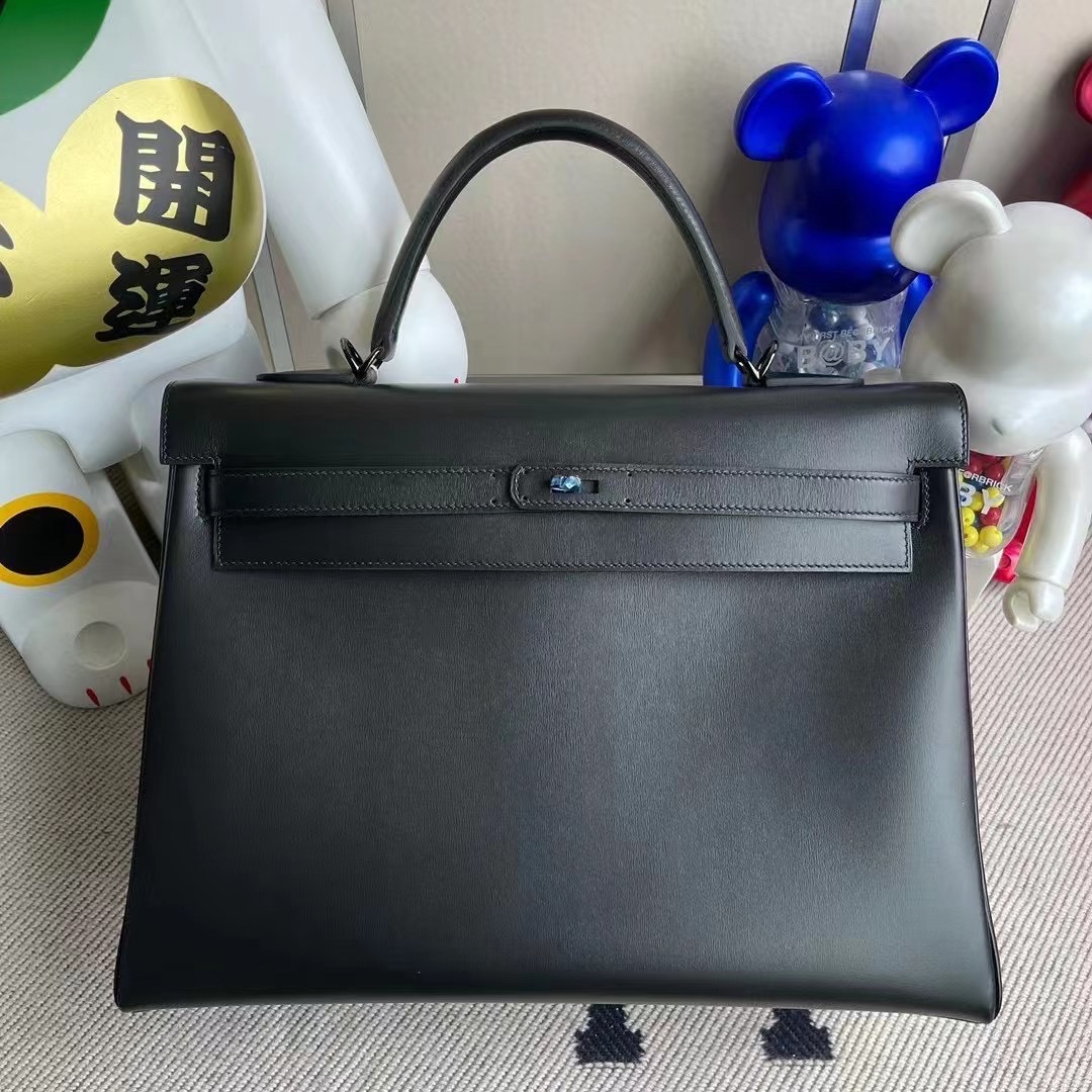 Hermes Kelly 35cm SO Black Box Retourne Black Hardware 黑色 黑扣