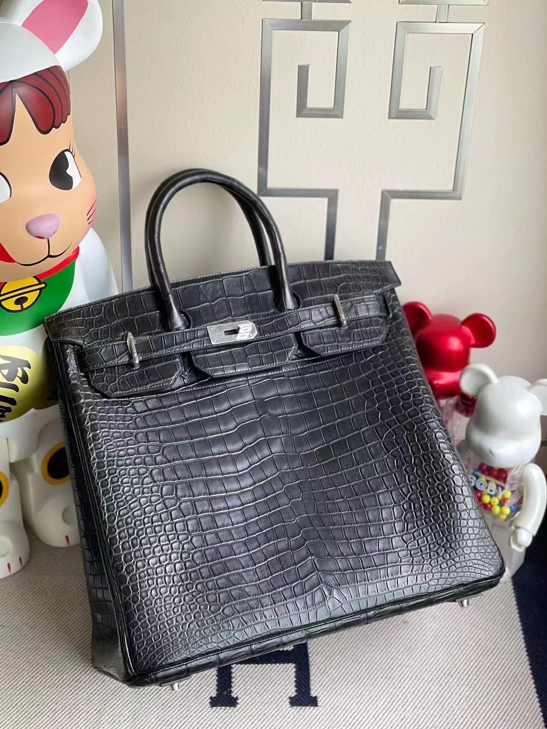 Hermes Birkin HAC 40 霧面澳洲灣鱷 89 Noir 黑色 Matte Porosus Crocodile 銀扣